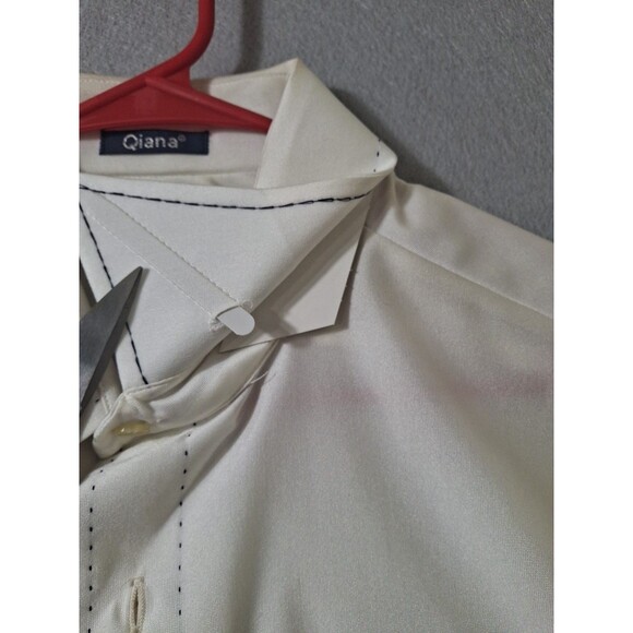 Vintage Enro Shirt Men's XL Fashion Knit Qiana Klopman Nylon Off White NWT - Picture 9 of 10